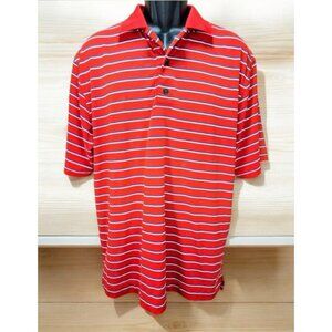 Footjoy FJ Mens Red Striped Lisle Polo Medium